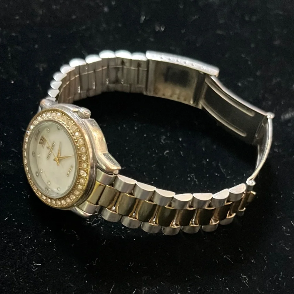 Peugeot Gold w/ Rhinestones Stainless Steel Watch Back New Battery March 2025 - Picture 3 of 7